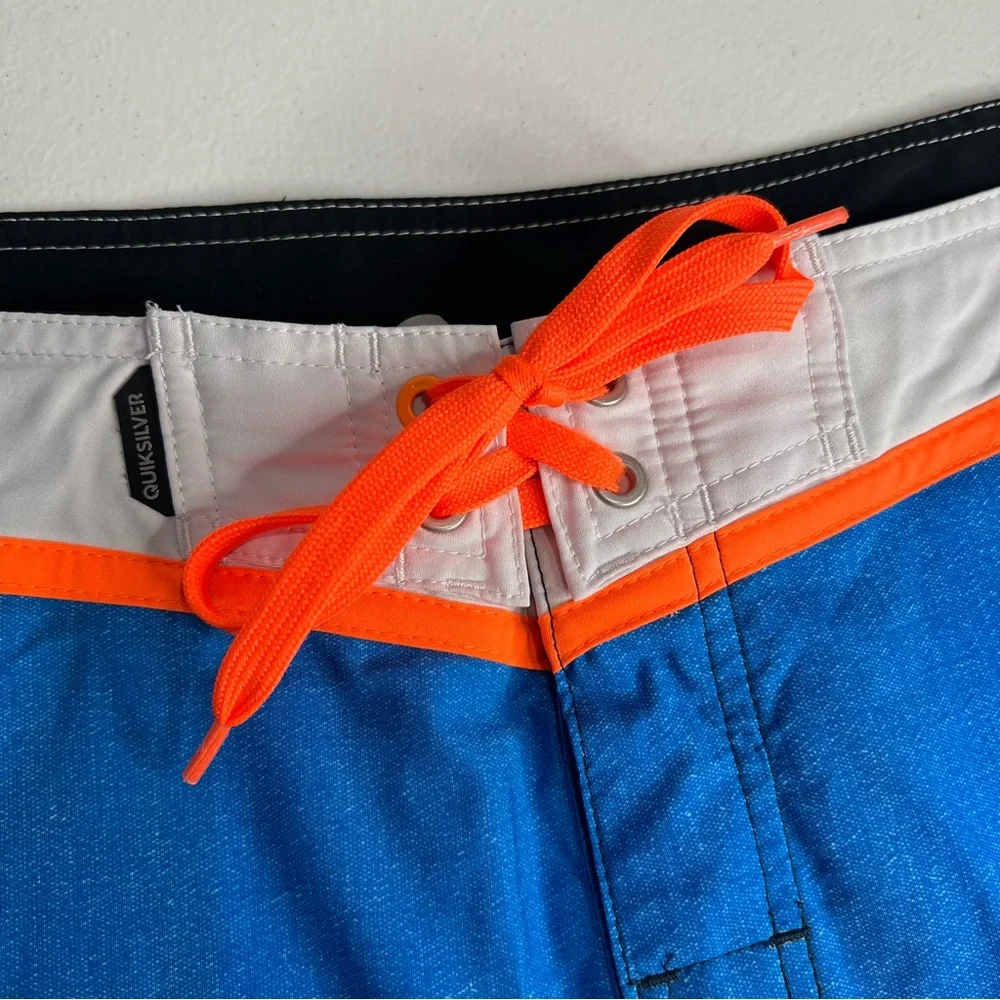Quiksilver Boardshorts Men’s 40 Logo Colorblock Blue Stripe Swim Summer Beach - Picture 2 of 13
